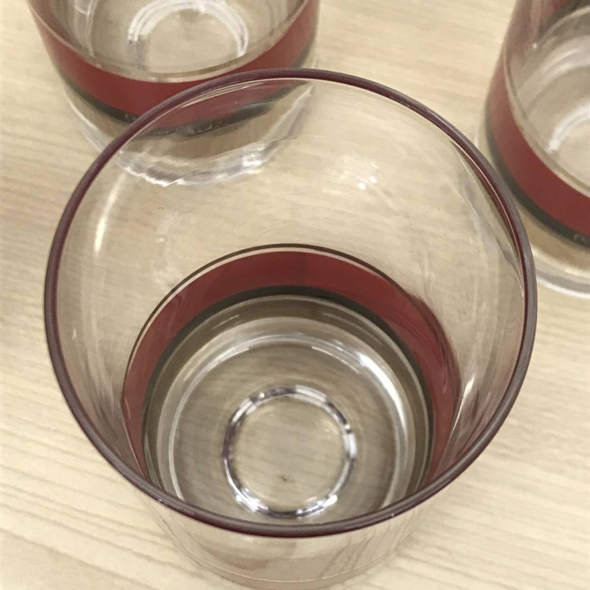 【K3130】 中古 グラス 5個セット 赤 ブランド不明 コップ 食器_画像3