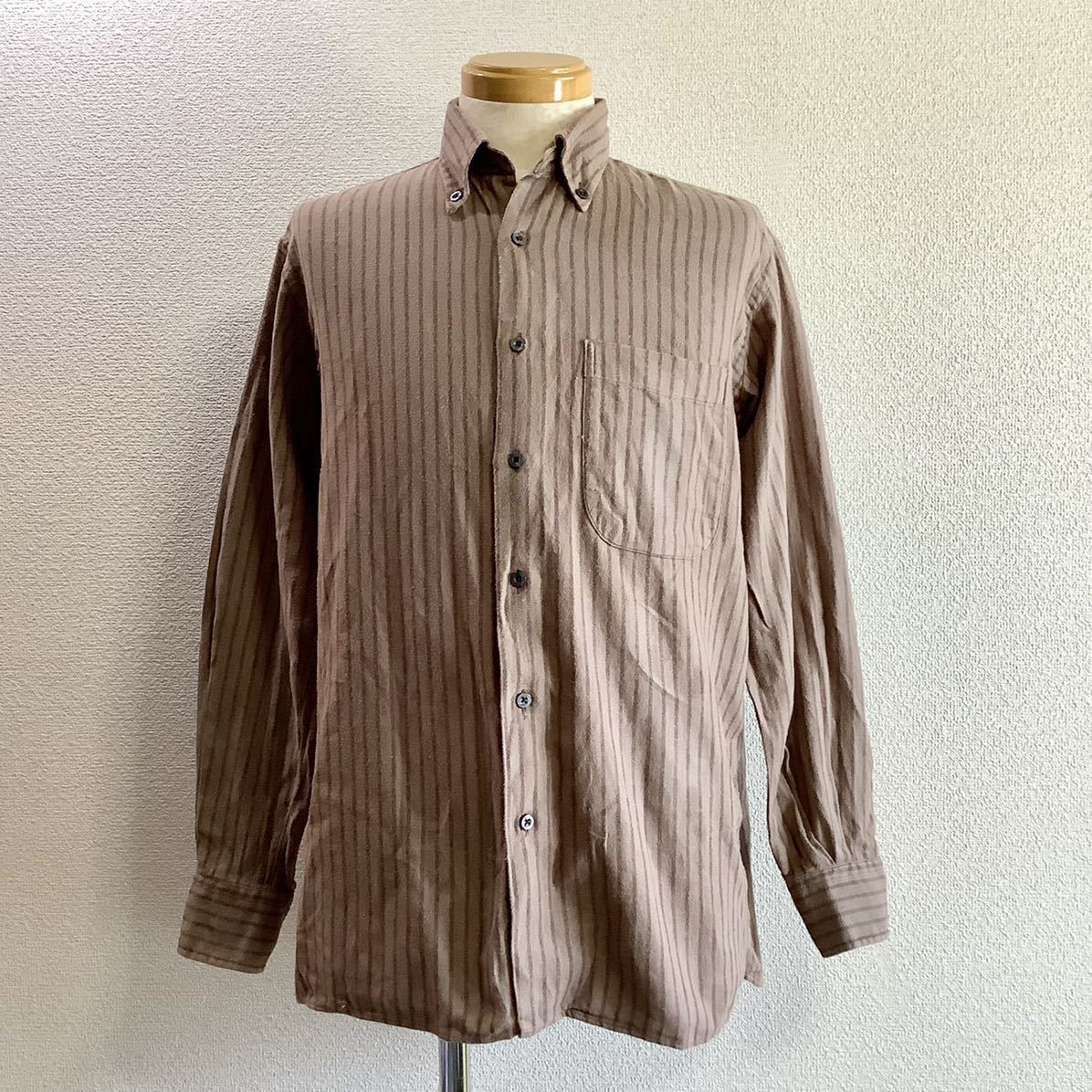 インディビジュアライズドシャツ INDIVIDUALIZED SHIRTS ロフトマン別注 LOFTMAN B.D. ボタンダウンシャツ ブラウン 茶系 S ストライプ