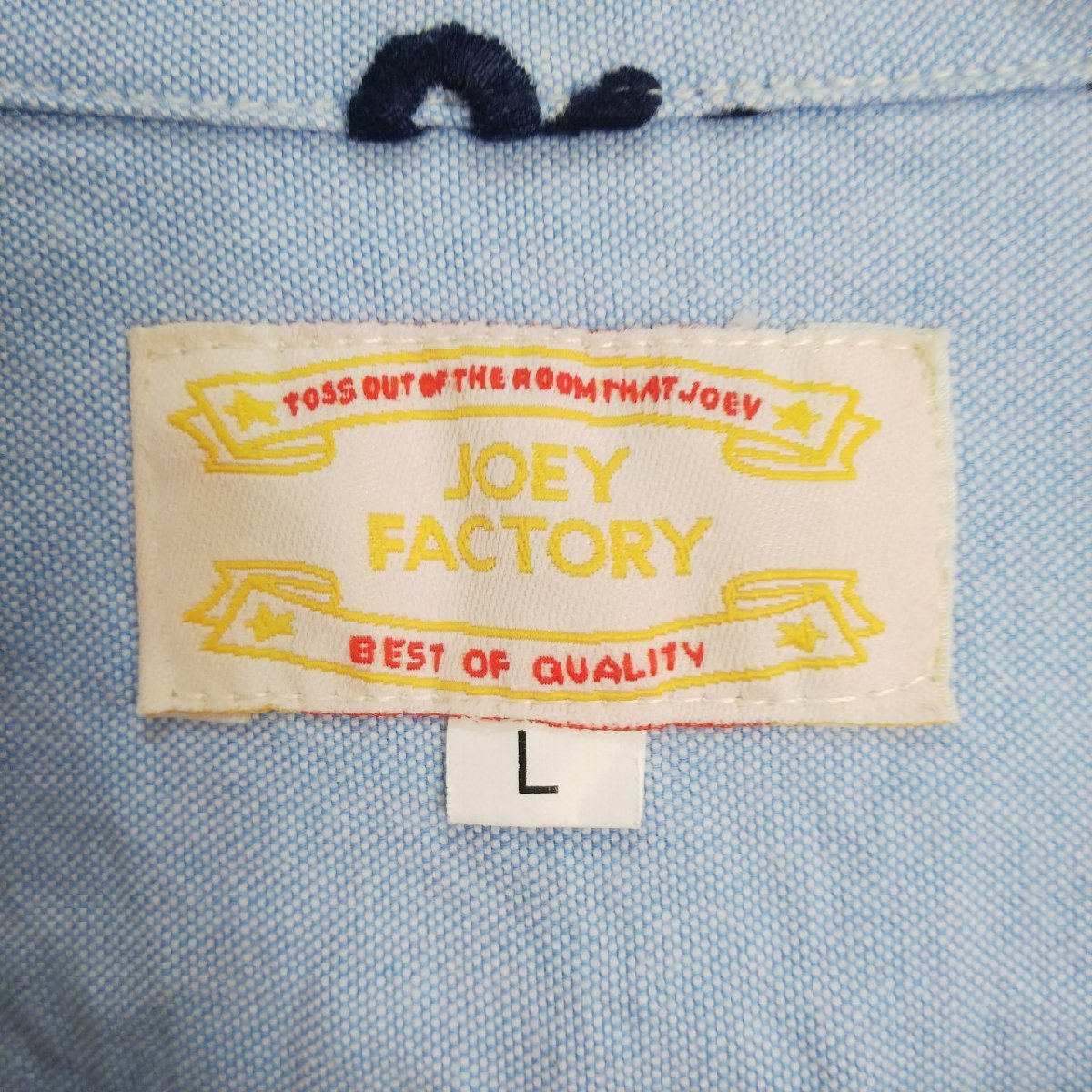 (^w^)b ジョーイファクトリー 長袖 シャツ ボタンダウン ライトブルー JOEY FACTORY 刺繍 マリン 海 イカリ 星 スター 爽やか メンズ L_画像8