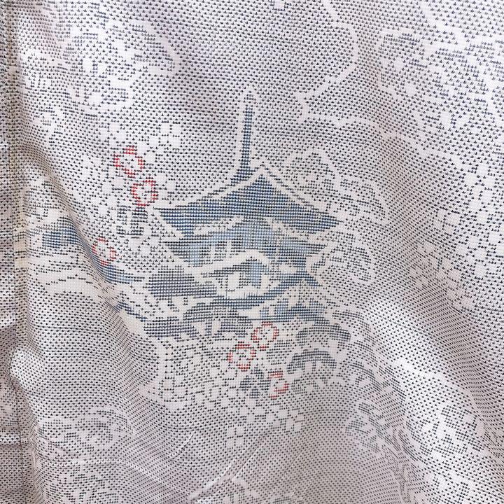 2015 城 花 雲 紬 シミあり 身幅ゆったり 白 | sweatreno.com