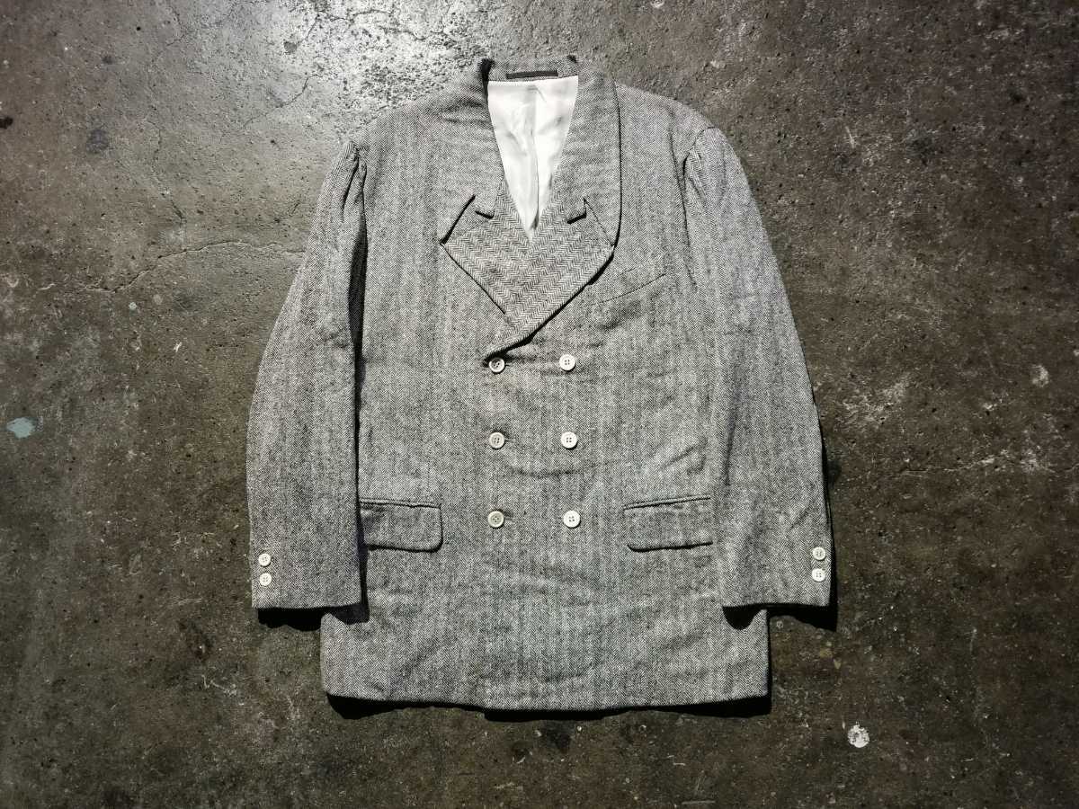 COMME des GARCONS HOMME PLUS 88ss カットワークラペルジャケット 1988ss 80s ヘリンボーン コムデギャルソンオムプリュス