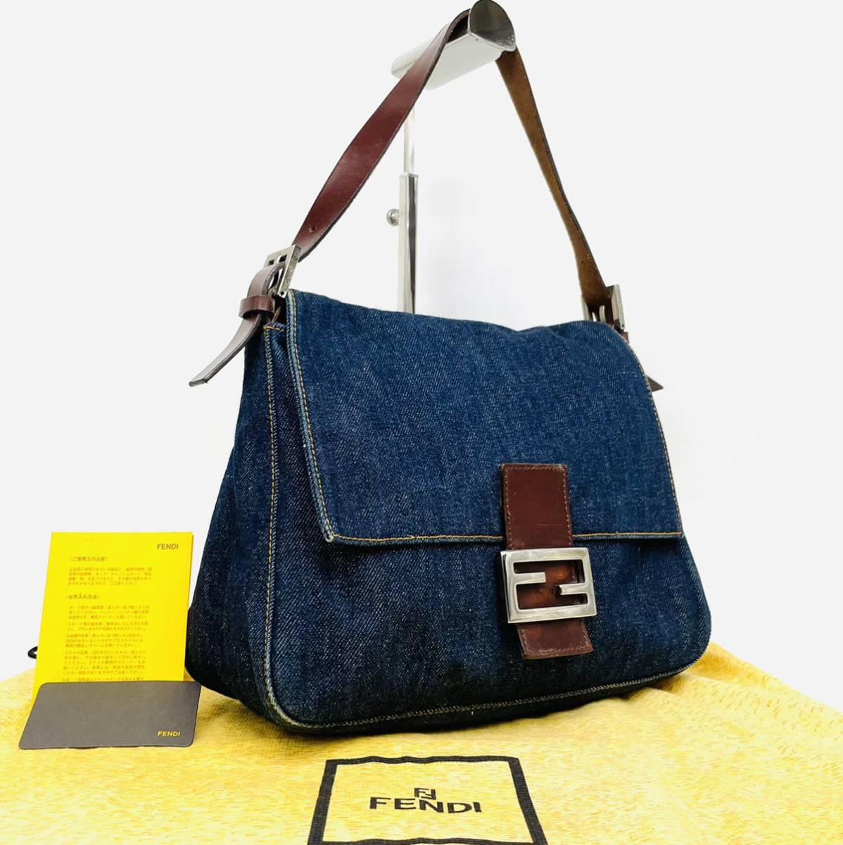 高級 極美品】FENDI フェンディ マンマバケット デニム ショルダー