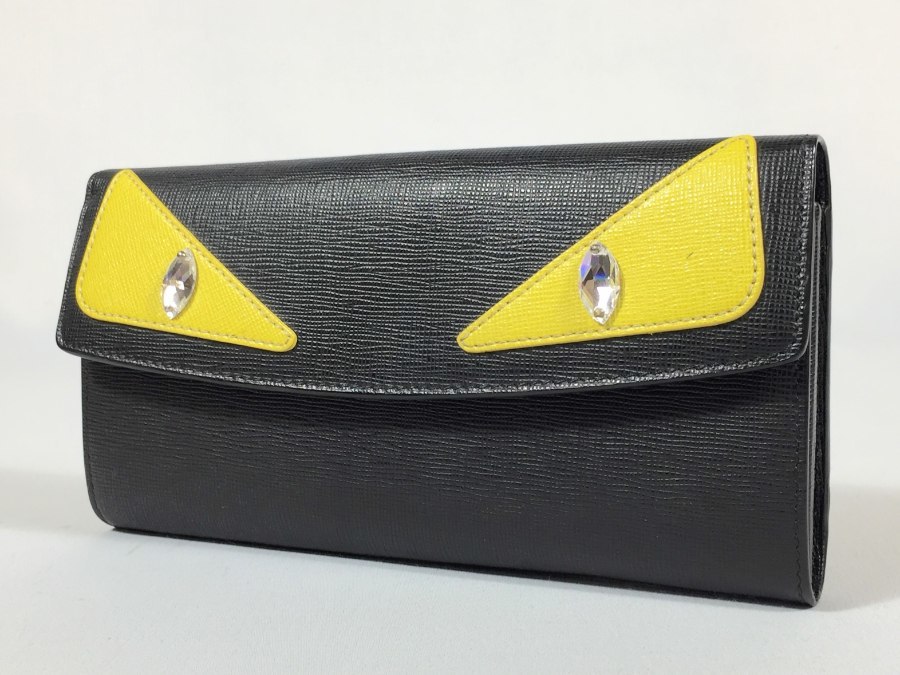 送料無料 【極美品】 FENDI フェンディ 長財布 モンスター バグズアイ