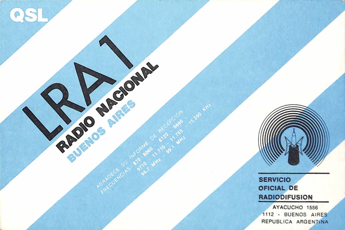 BCL★入手困難★希少ベリカード★LRA1★RADIO NACIONAL BUENOS AIRES★南米★アルゼンチン★1988年_画像1