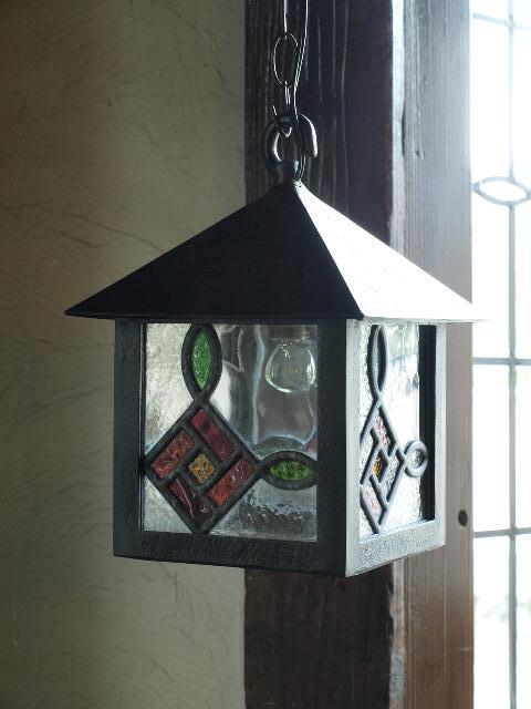 # Britain antique stained glass rose pattern garden lantern 27-11-900-11a lighting pendant light England #