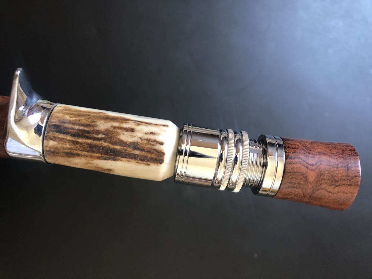 S932 極 手作り ボロンハンドル ベイトグリップ アフリカ花梨木+鹿角 ...