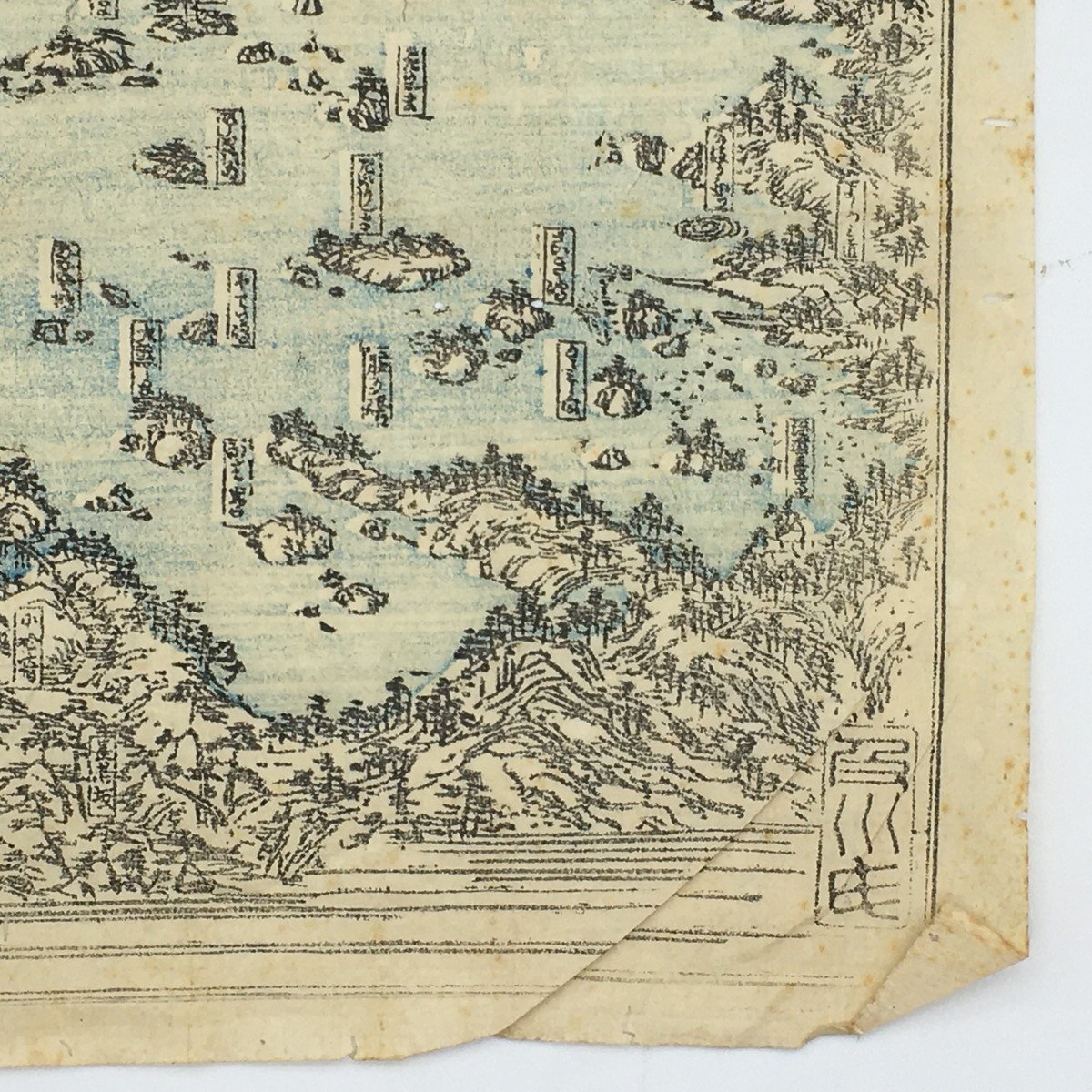 奥州松島塩釜図』 江戸後期彩色木版画 41x31cm 百川 戦前 古地図 奥州松島塩釜図』 江戸後期彩色木版画 41x31cm 百川 戦前 古地図