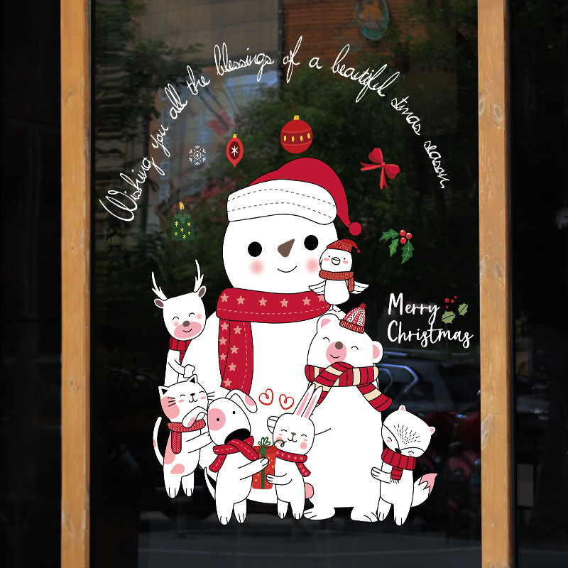 hesperus　ウォールステッカー YSD020　クリスマス　雪だるま　動物　DIY壁紙インテリア窓シート剥がせる　送料無料_画像1