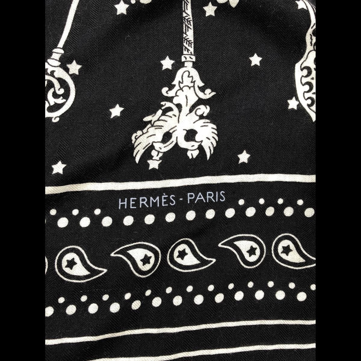 A821 HERMES エルメス カシミアシルク カレジェアン140 バンダナ柄 ...