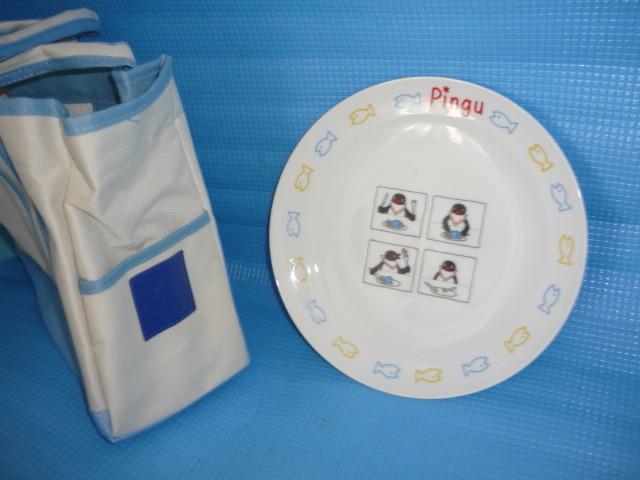 a* not for sale * unused * Sumitomo life × Pingu pasta plate plate . tote bag 