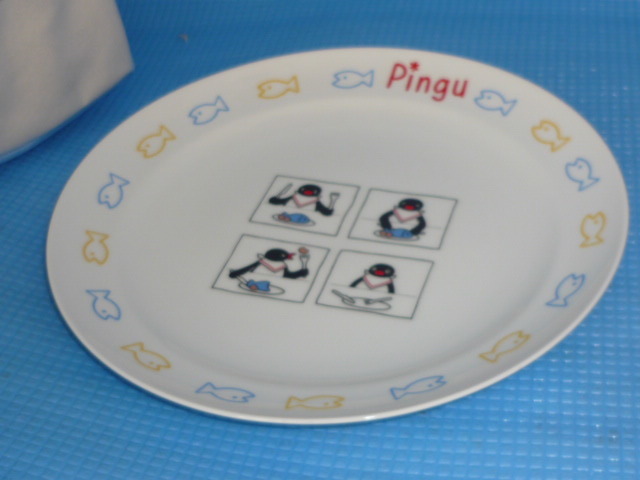 a* not for sale * unused * Sumitomo life × Pingu pasta plate plate . tote bag 