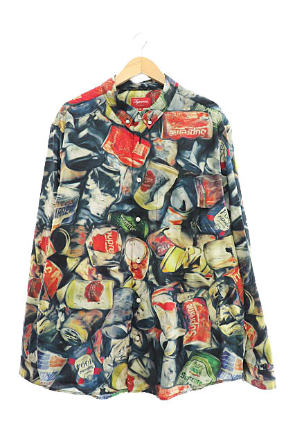 シュプリーム SUPREME 21SS Cans Shirt キャンズ 缶 総柄 ボタンダウン
