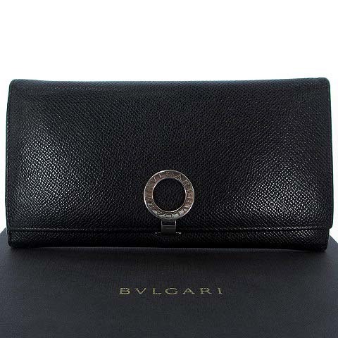 ブルガリ BVLGARI ブルガリブルガリ 長財布 二つ折り グレインレザー ロゴ クリップ金具 ブラック 黒 メンズ