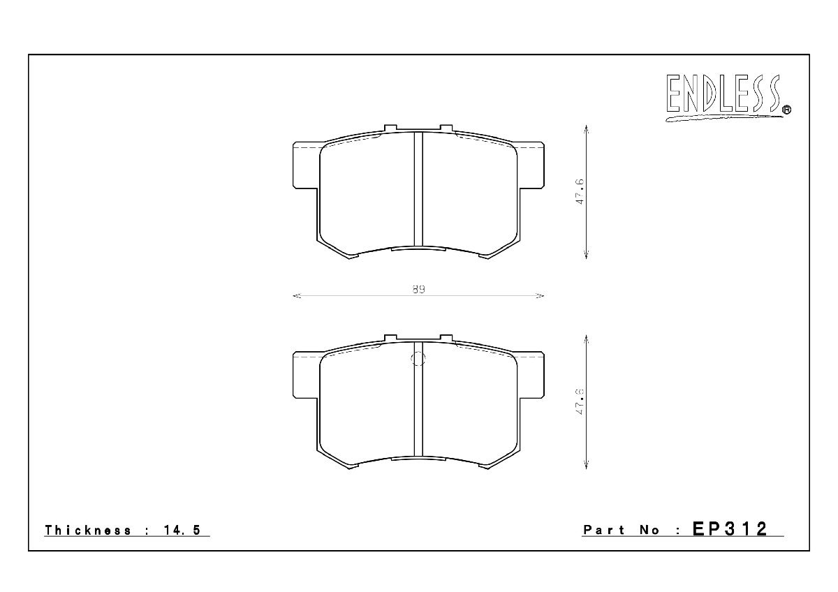 エンドレス ブレーキパッド MX72 PLUS リア左右セット ホンダ シビック ハイブリッド FD3(MXST) EP312 送料無料_画像2