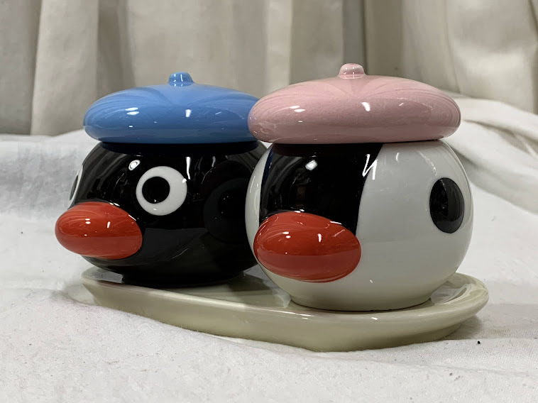 レア 当時物 2003年 ミスタードーナツ 非売品 PINGU ピングー&ピンガ 陶器 ミニポットセット 小物入れ 未使用 箱無ノベルティ/コレクション_画像5