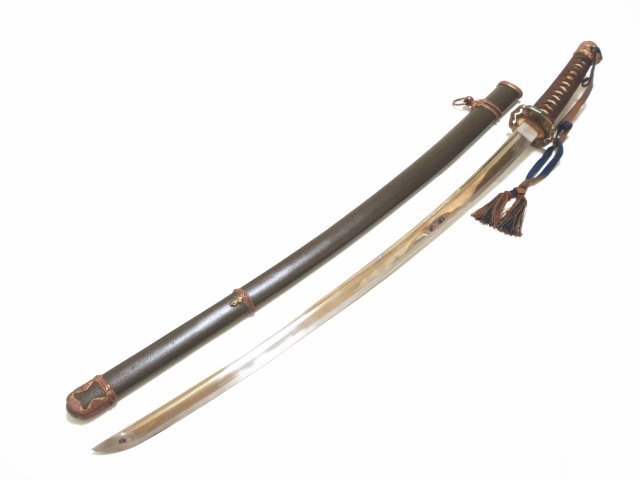 XN879◇模造刀 旧日本陸軍 九八式軍刀拵え 真鍮地 極厚透かし鍔 桜紋