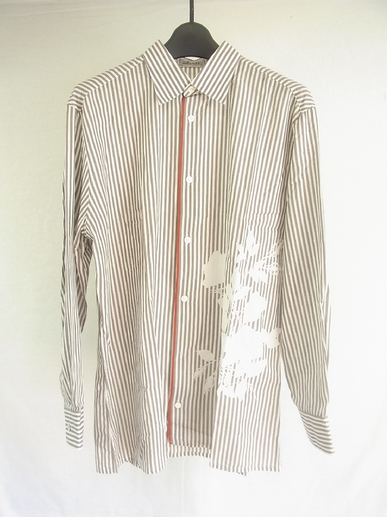 まとめ買いでお得 □□エルメス☆セリエボタンストライプシャツ40 3/4