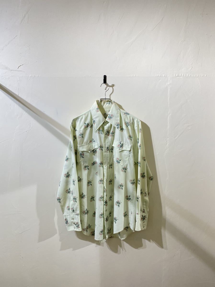 vintage euro 70s western design shirt 柄シャツ 長袖シャツ