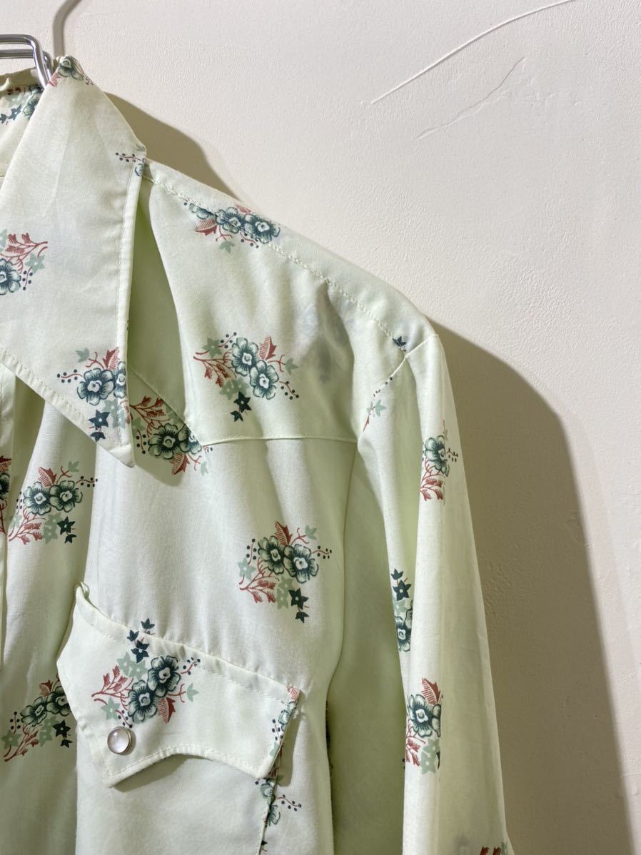 vintage euro 70s western design shirt 柄シャツ 長袖シャツ