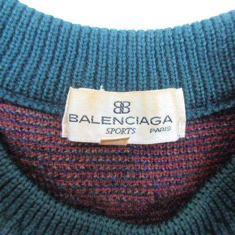 【美品】バレンシアガ BALENCIAGA SPORT 総柄 ニット セーター ニットソー トップス クルーネック 80's 90's ヴィンテージ  レトロ