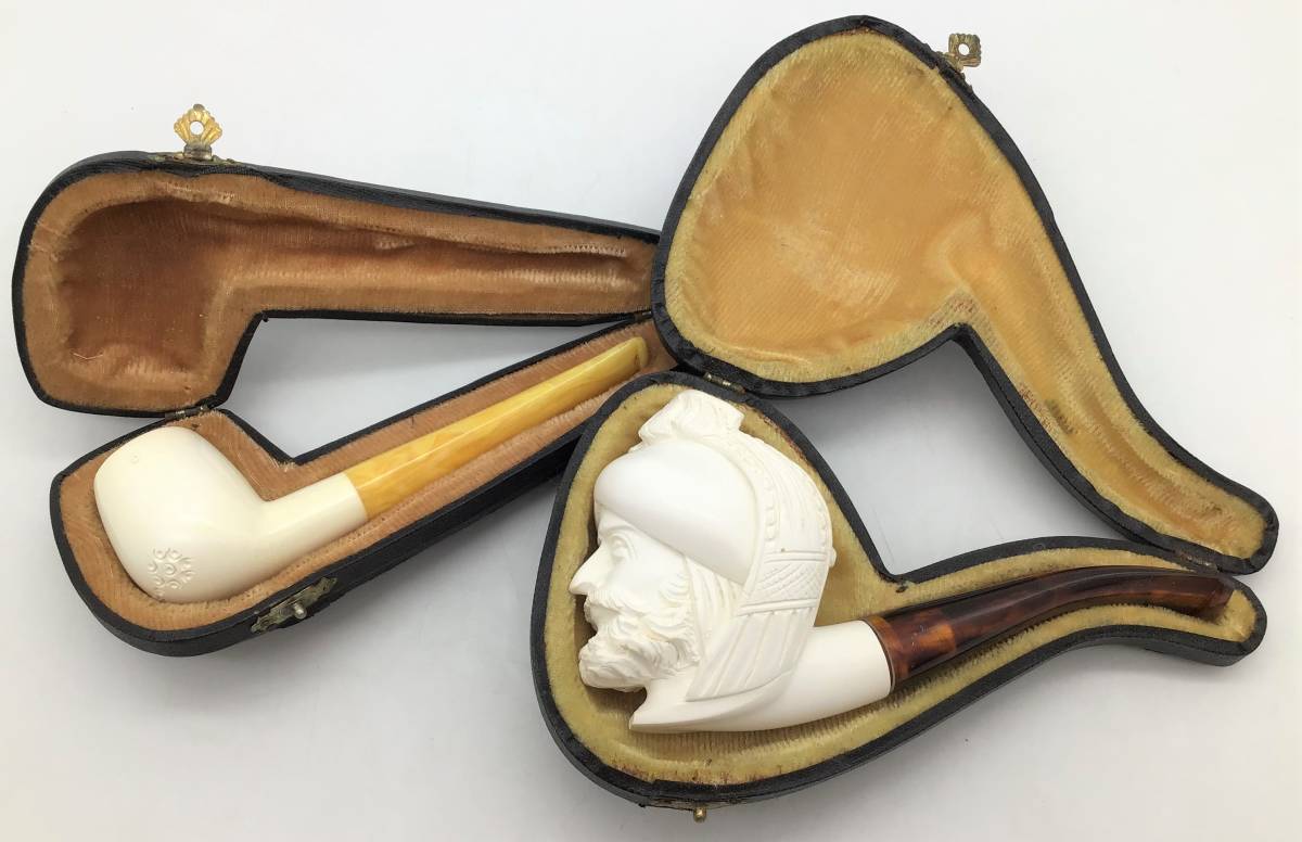 喫煙具【 Meerschaum Pipe 2個 】まとめ メシャムパイプ 海泡石 彫刻