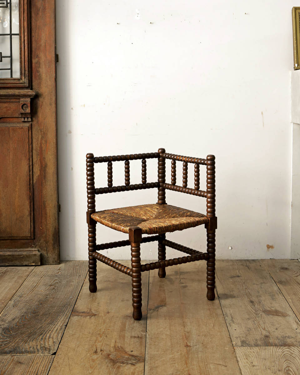 jf02755b. страна * Франция античный * мебель Rush сиденье угол стул бумага код .. стул катушка нога Англия боковой стол 