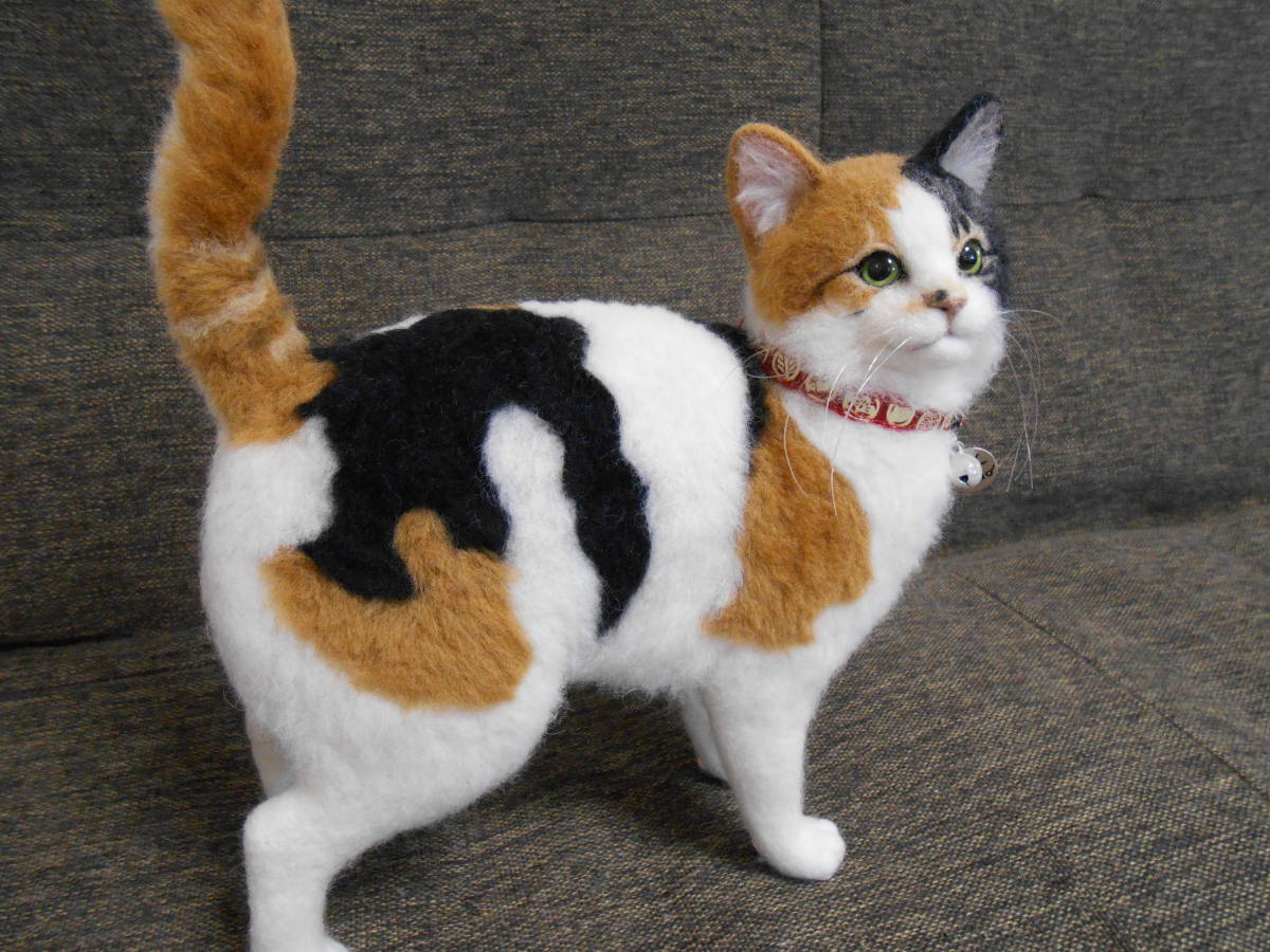 Yahoo!オークション - 羊毛フェルト ハンドメイド 三毛猫 猫 Yahoo!オークション - 羊毛フェルト ハンドメイド 三毛猫 猫