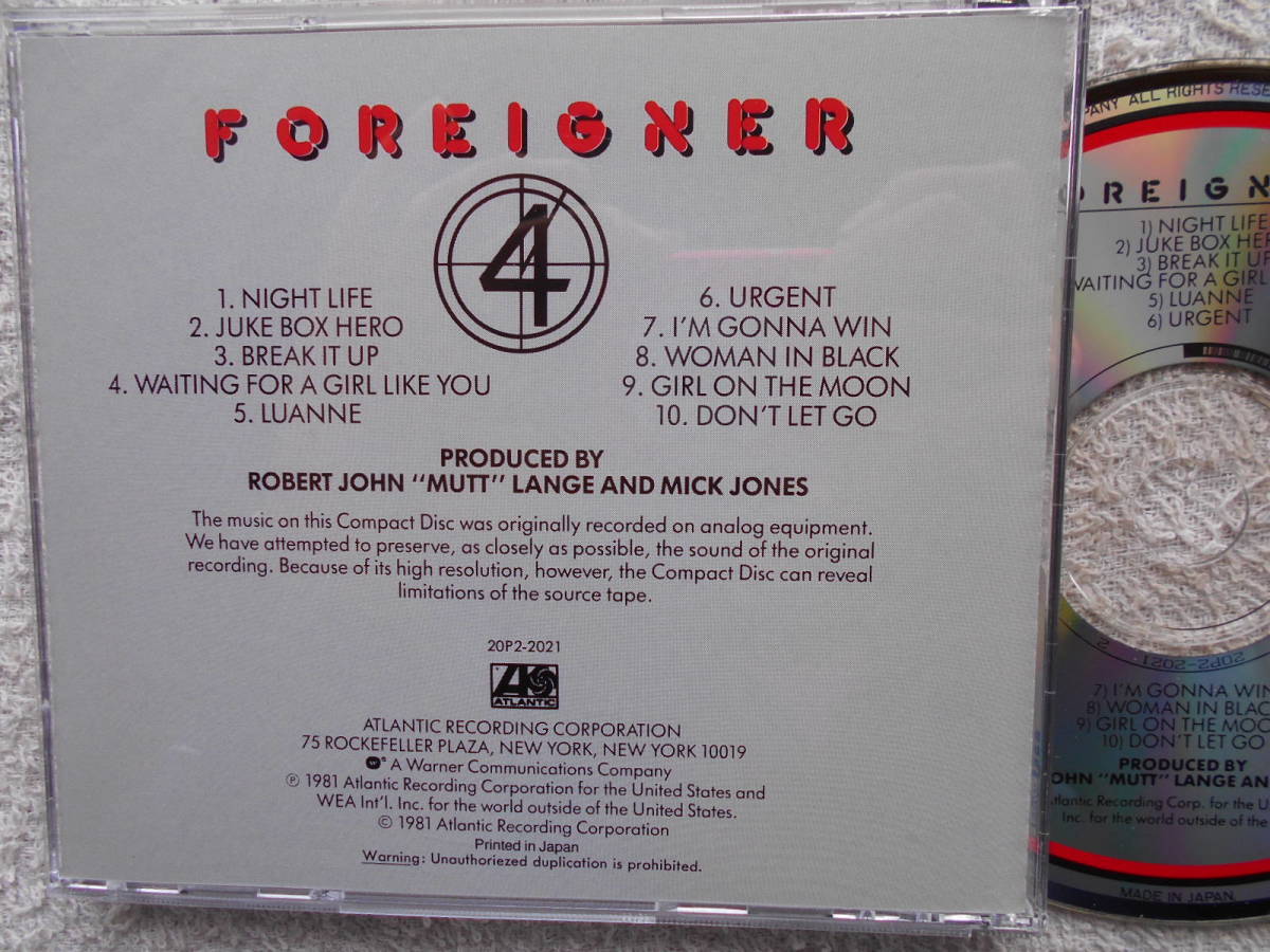 フォリナー FOREIGNER●CD●フォリナー4 ●FOREIGNER●イアン・マクドナルド ミック・ジョーンズ！！_画像2