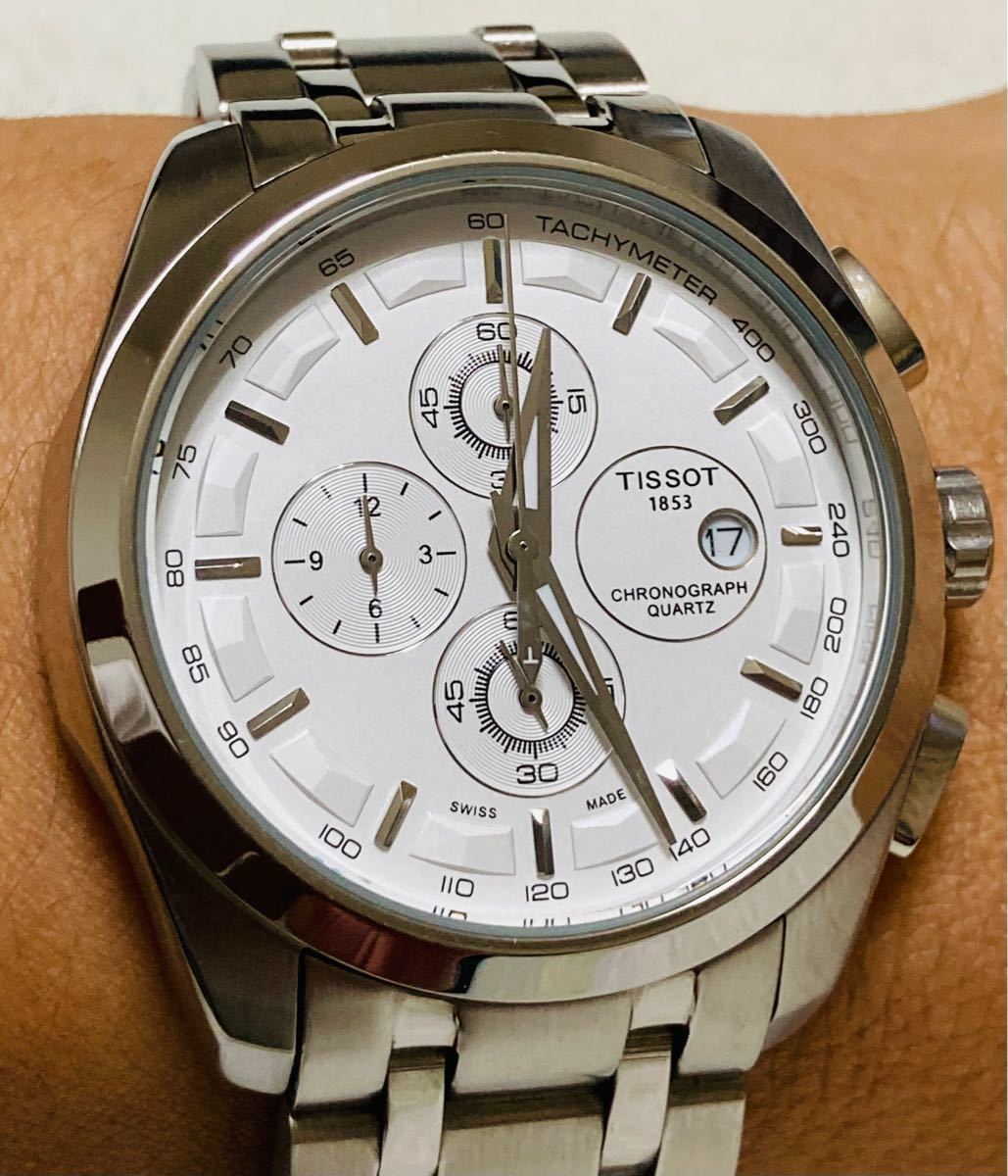 特別価格！tissot クロノグラフ腕時計　クォーツ式　ホワイト