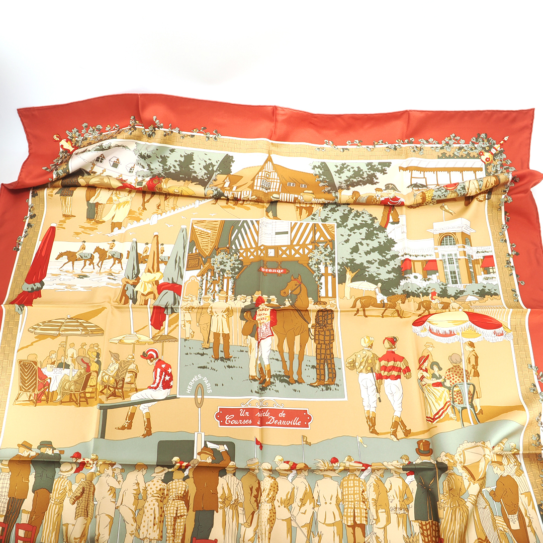 新品同様】エルメス Hermes カレ 90 Un siecle de Courses a Deauville