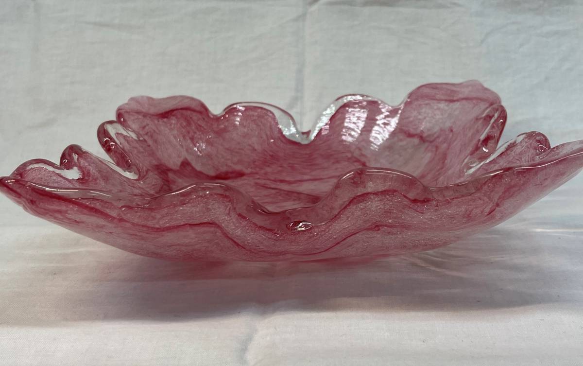  flower vase pink glass plate flower base 