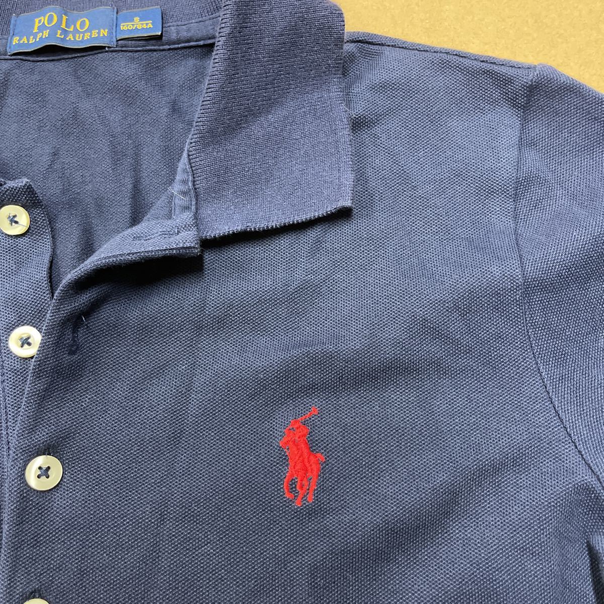 POLO RALPH LAUREN Polo Ralph Lauren lady's polo-shirt with short sleeves navy navy blue color S size beautiful goods 