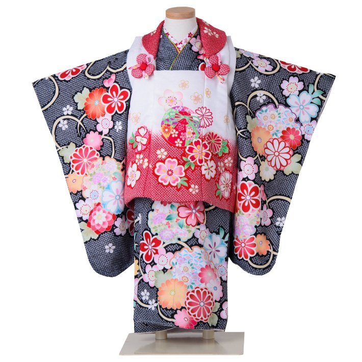 * кимоно Town * "Семь, пять, три" кимоно 3 лет диафрагмирования рисунок . ткань комплект чёрный черный японский . надеты ... ангел цветок девочка hifuset-00005