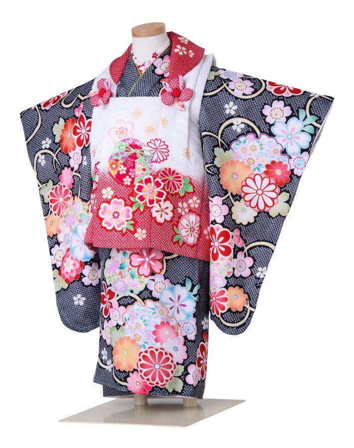 * кимоно Town * "Семь, пять, три" кимоно 3 лет диафрагмирования рисунок . ткань комплект чёрный черный японский . надеты ... ангел цветок девочка hifuset-00005
