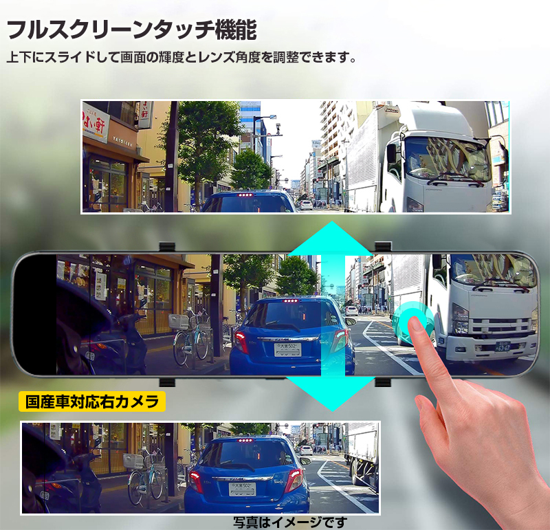 1円-GPS搭載 12インチ ドライブレコーダー 日本仕様 右ハンドル対応 前後2カメラ 2K超高画質 前1440P タッチパネル 32Gカード付 WDR 駐車監_画像5