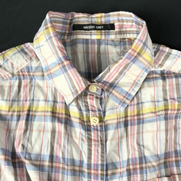 MAYSON GREY* long sleeve shirt [3/ lady's L/ light gray × multicolor / check ] Mayson Grey *BG881