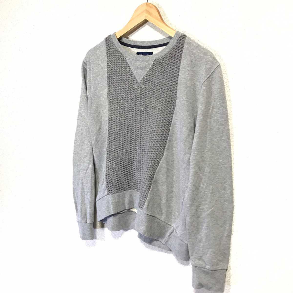 F5768dL{SHIPS Ships } size M sweat sweatshirt pull over gray lady's crew neck SWEAT casual design old clothes 