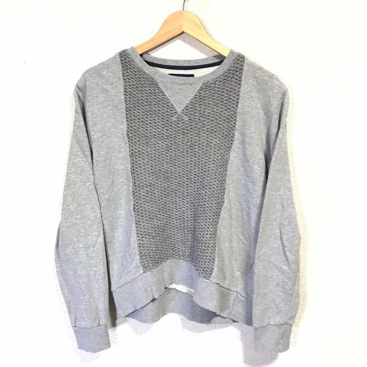 F5768dL{SHIPS Ships } size M sweat sweatshirt pull over gray lady's crew neck SWEAT casual design old clothes 