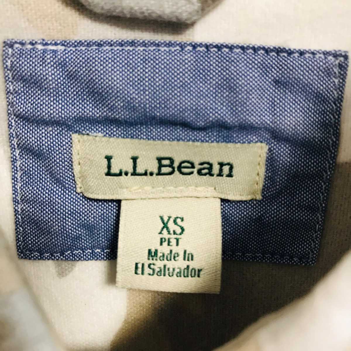 F5838dL《L.L.Bean エルエルビーン》サイズXS 長袖シャツ 起毛 グレー系 迷彩柄 カモフラ柄 レディース USED古着 美品 ボタンダウンシャツ _画像4