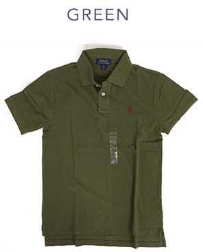 新品 アウトレット b197 M(10-12) 鹿の子 ポロシャツ 無地 ポニー polo ralph lauren ポロ ラルフ ローレン green_画像1