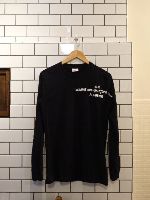 Supreme × コムデギャルソン SHIRT ロングTシャツ ロンT カットソー サイズS 黒_画像1