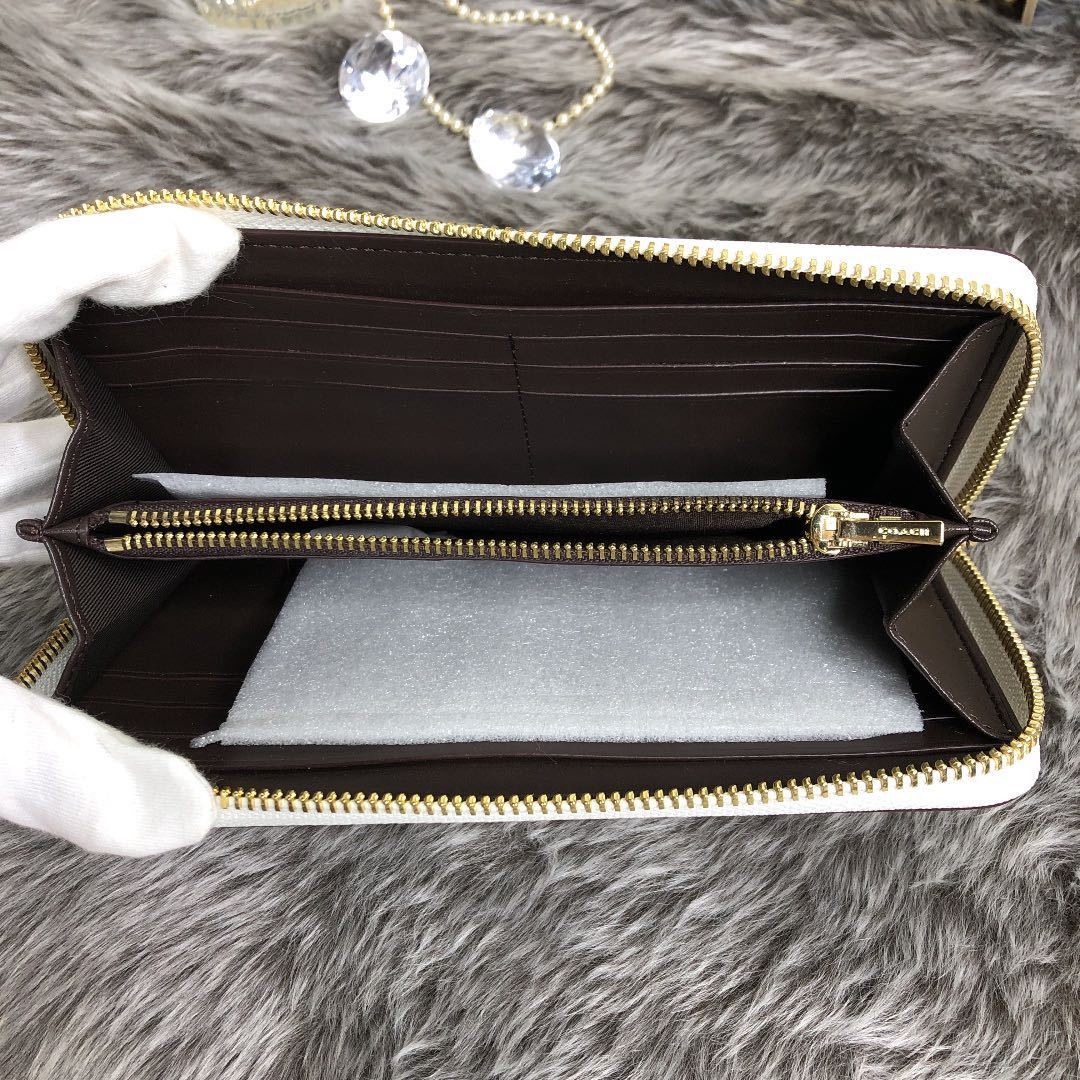 新品 COACH 長財布 ホワイト チョークマルチ 小花柄 水彩 パステル_画像5