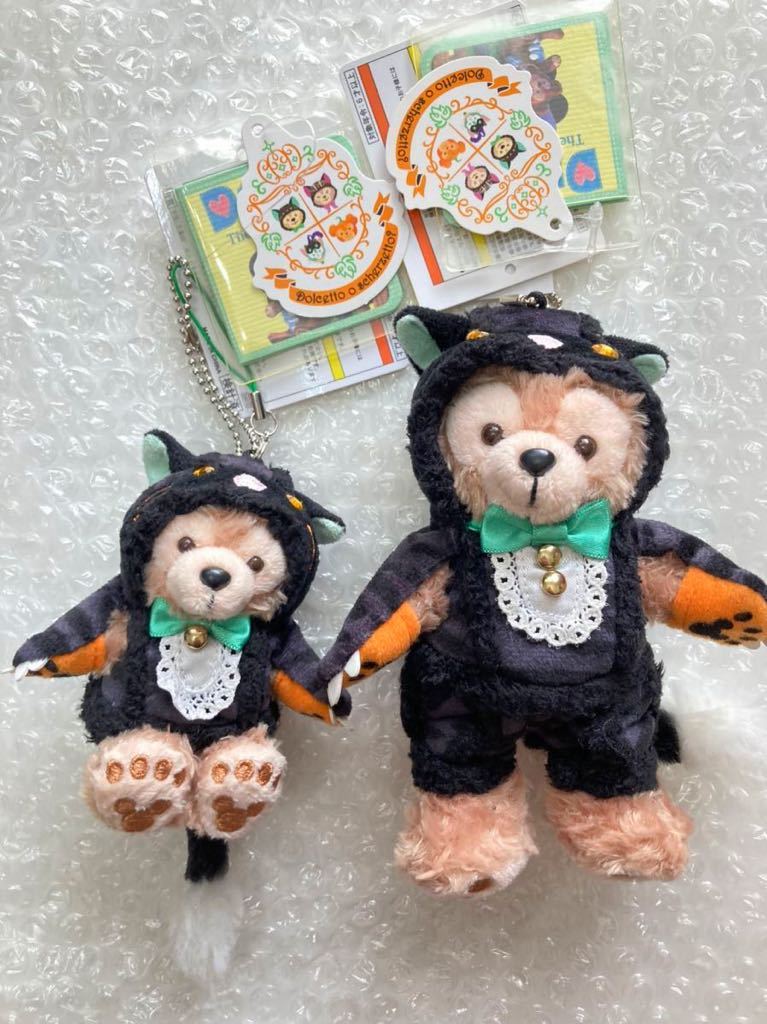 新品 未使用 ディズニー TDS ハロウィン ディズニーハロウィーン ぬいぐるみバッジ & ぬいぐるみストラップ ダッフィー 黒猫 絵本タグ付き