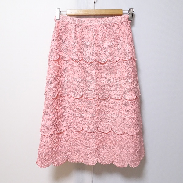 #ancnokoo-noNOKOOHNO skirt 38 pink G pleat frill beautiful goods tag attaching lady's [719192]