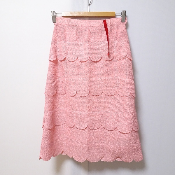 #ancnokoo-noNOKOOHNO skirt 38 pink G pleat frill beautiful goods tag attaching lady's [719192]