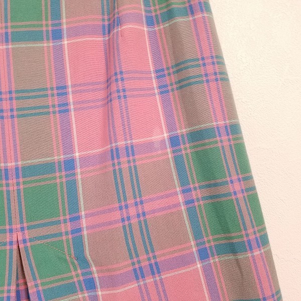 #anc ヨークランド YORKLAND スカート 11 ピンク 緑系 フレア チェック レディース [764400]_画像6