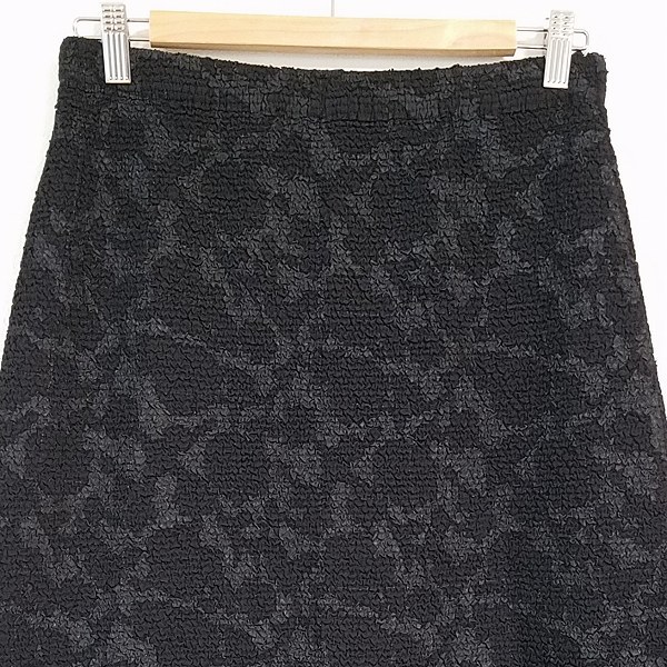 #ancnokoo-noNOKOOHNO skirt 40 black gray total pattern G pleat tag attaching as good as new lady's [719197]