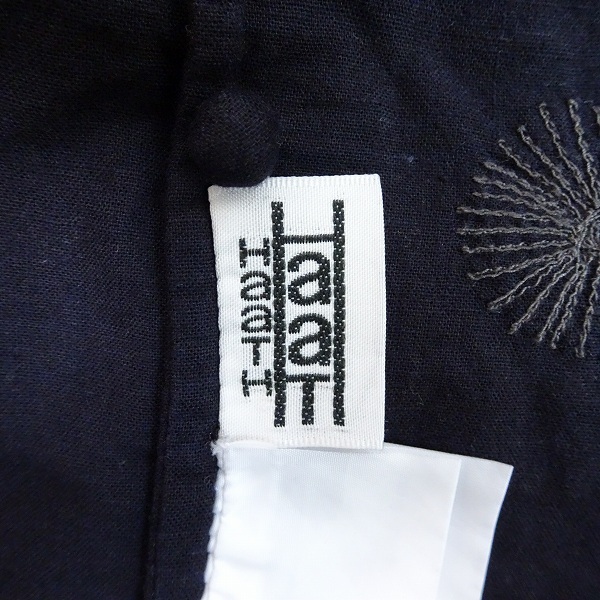 ファッションなデザイン 刺繍 シャツワンピース 半袖 紺 2 ワンピース