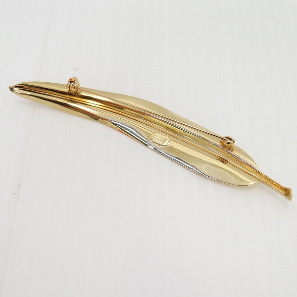 #anza Christian Dior ChristianDior brooch feather pin brooch Gold lady's [750560]