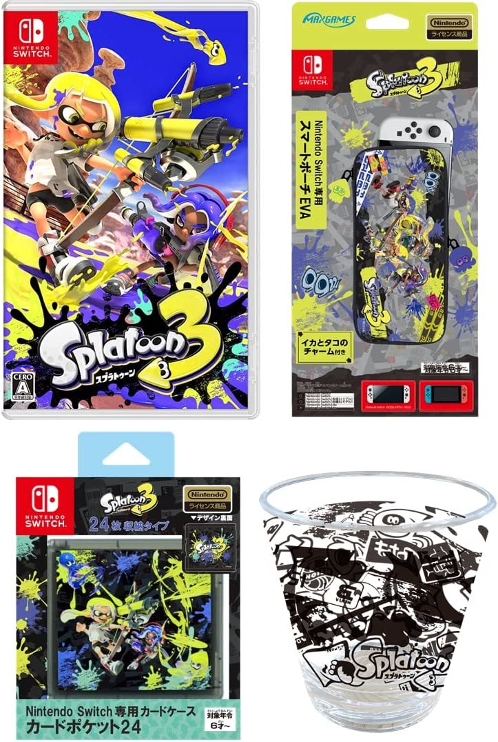 スプラトゥーン3 -Switch+専用スマートポーチEVA B柄+Switch専用カードケース カードポケット24 【Amazon限定】アクリルタンブラー 同梱)